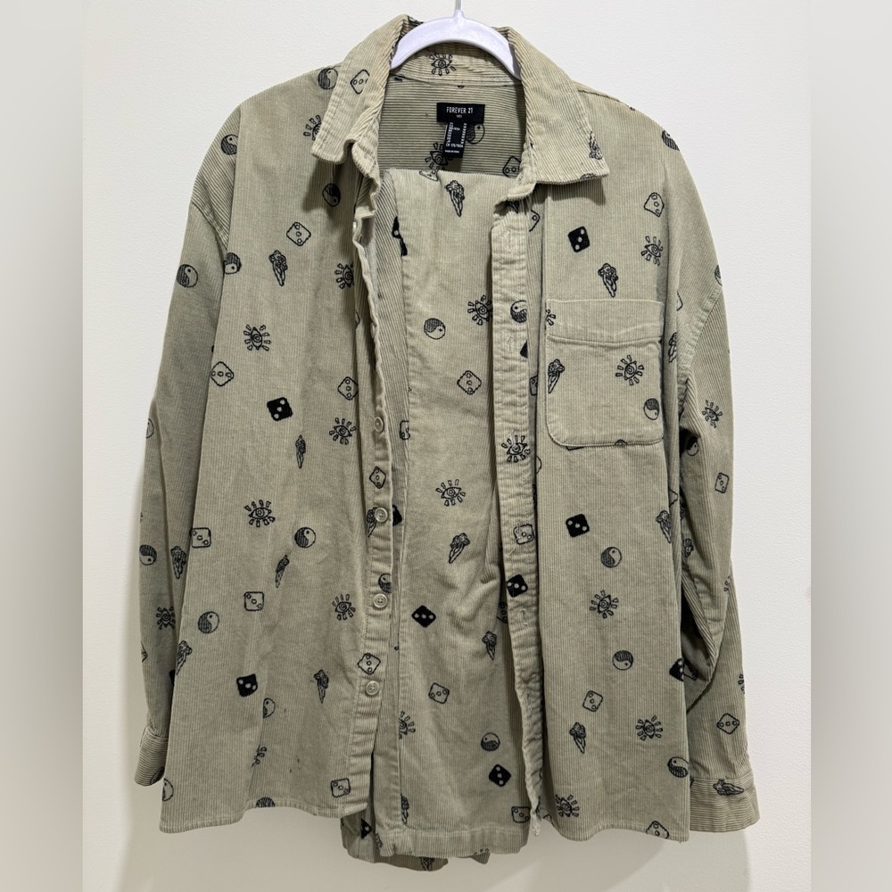 Forever 21 Men's Beige Patterned Corduroy Jacket + Pants